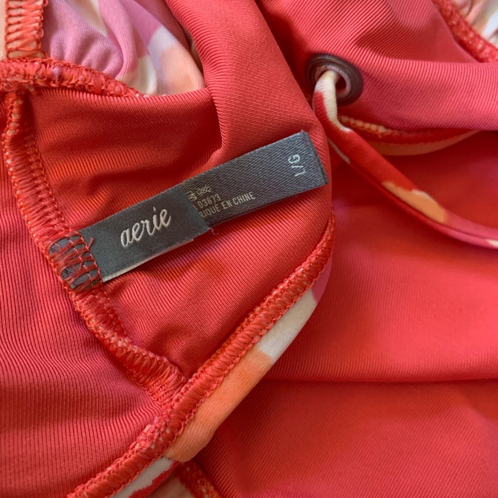 aerie Pink & Coral Patterned High Neck Bikini Top - Picture 10 of 10